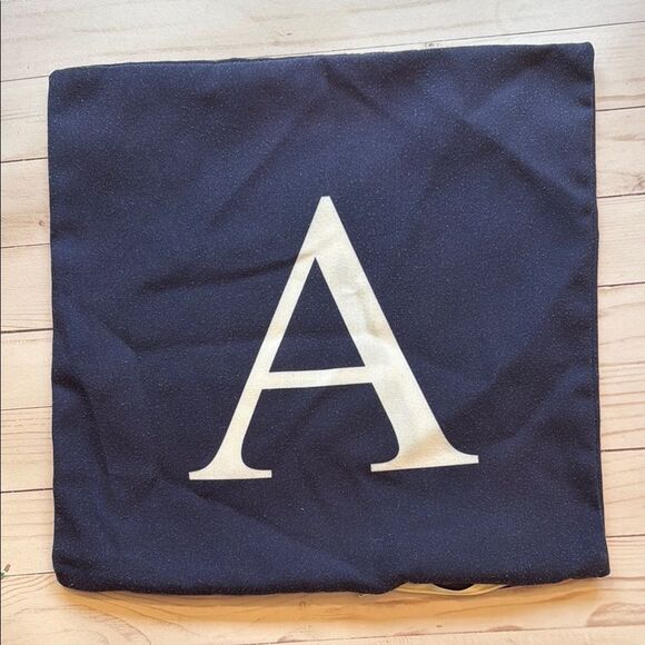 Monogrammed Navy Blue Pillow Cushion Cover with White Letter A - Picture 1 of 8